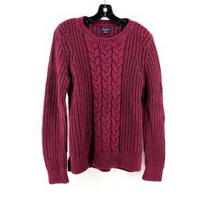 Nautica Women's Burgundy Long Sleeve Cable Knit Sweater Size Medium